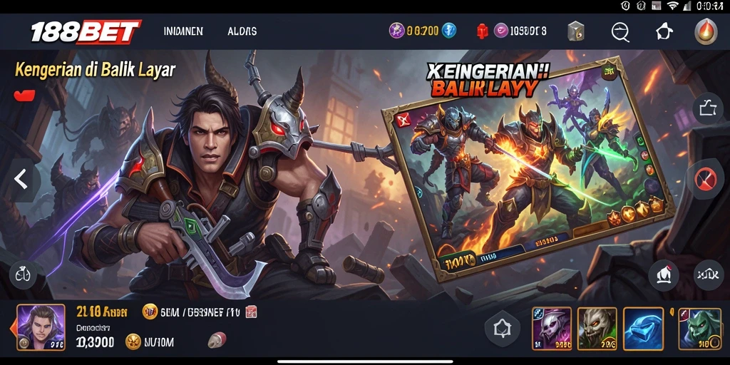 Screenshot gameplay 188BET yang menakutkan dengan suasana horor yang mencekam.
