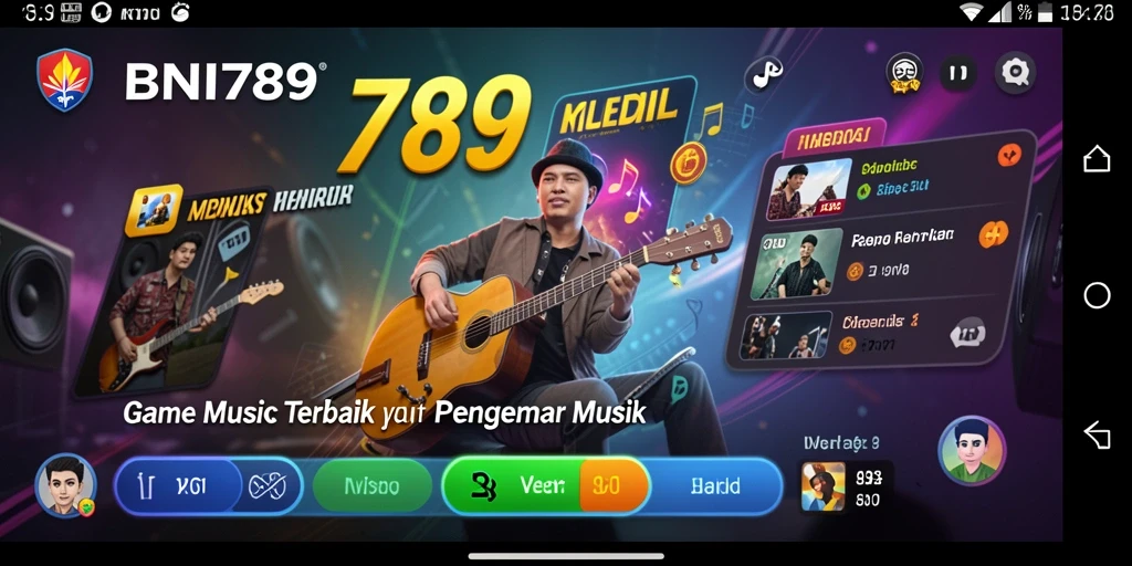 Tampilan gameplay interaktif BNI789 dengan berbagai lagu dan tantangan musik.
