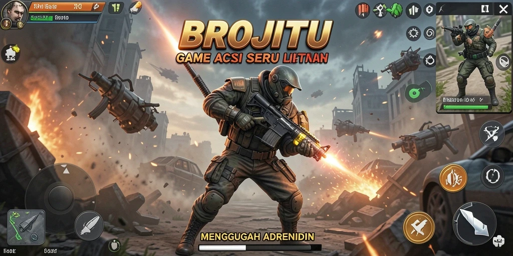 Tampilan gameplay seru dari BROJITU yang penuh aksi.