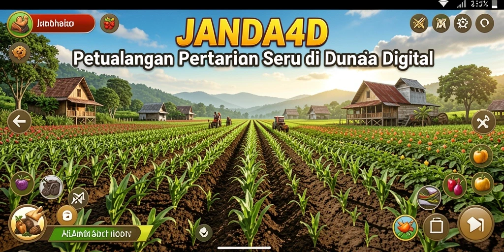 Screenshot gameplay <strong>JANDA4D</strong> yang menampilkan ladang penuh tanaman.