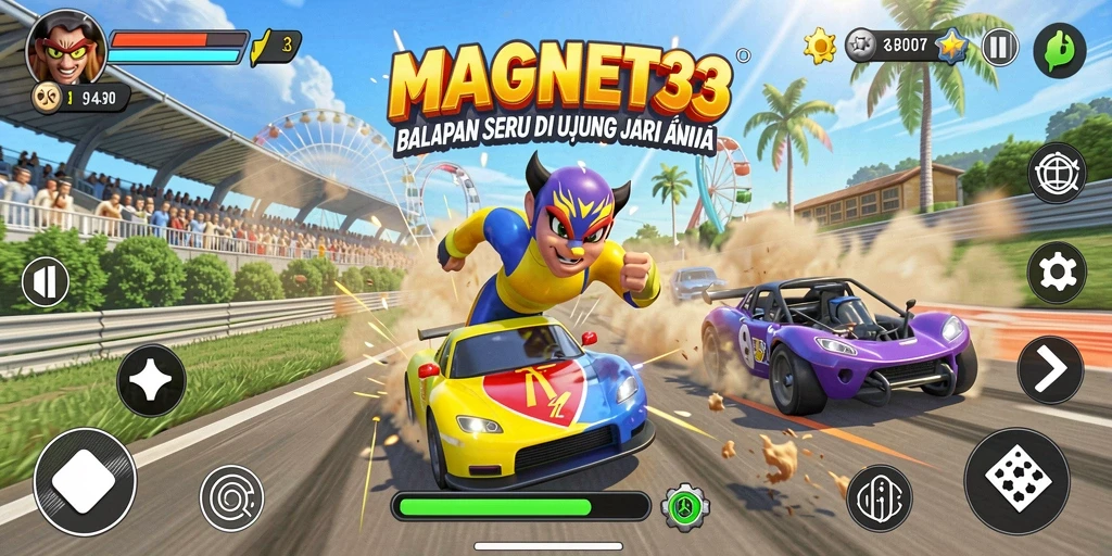 Tampilan gameplay seru di MAGNET33 dengan balapan penuh aksi.