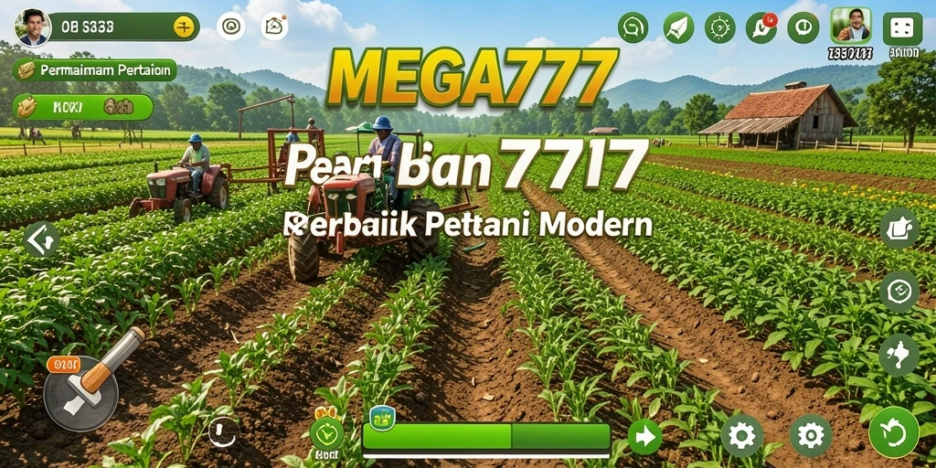 Tampilan gameplay menarik MEGA777 dengan elemen pertanian yang seru.