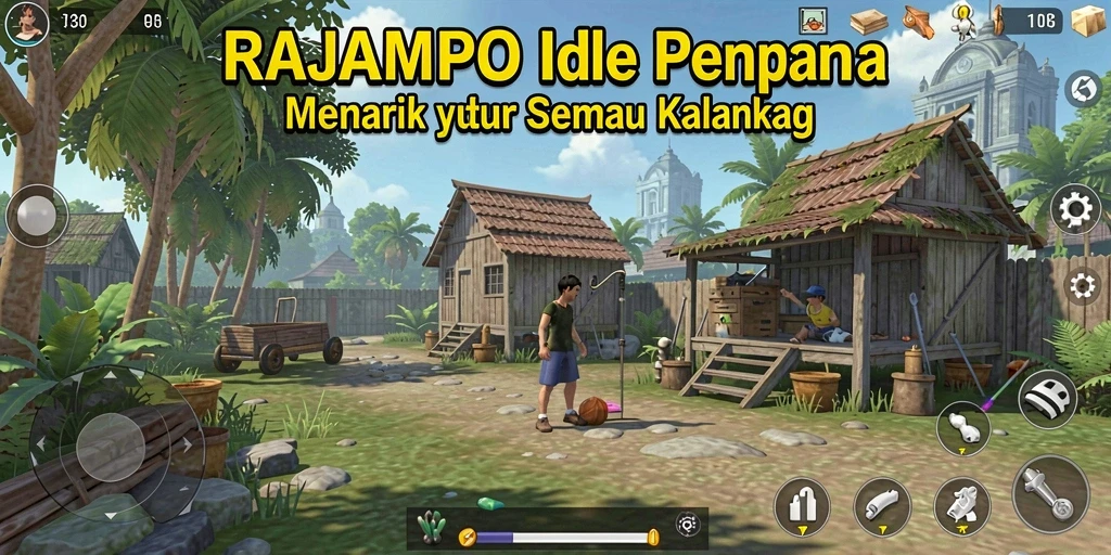 Tampilan gameplay menarik dari RAJAMPO yang menunjukkan karakter dan misi.