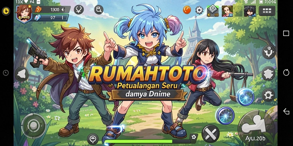 Tampilan seru gameplay RUMAHTOTO di dunia anime.