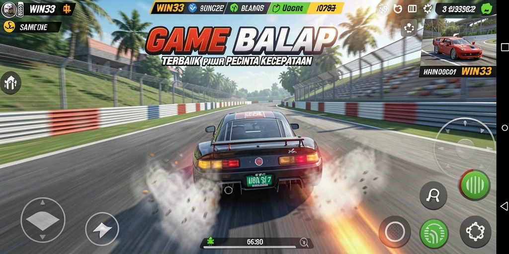 Tangkapan layar gameplay WIN33 yang menunjukkan aksi balap yang seru.