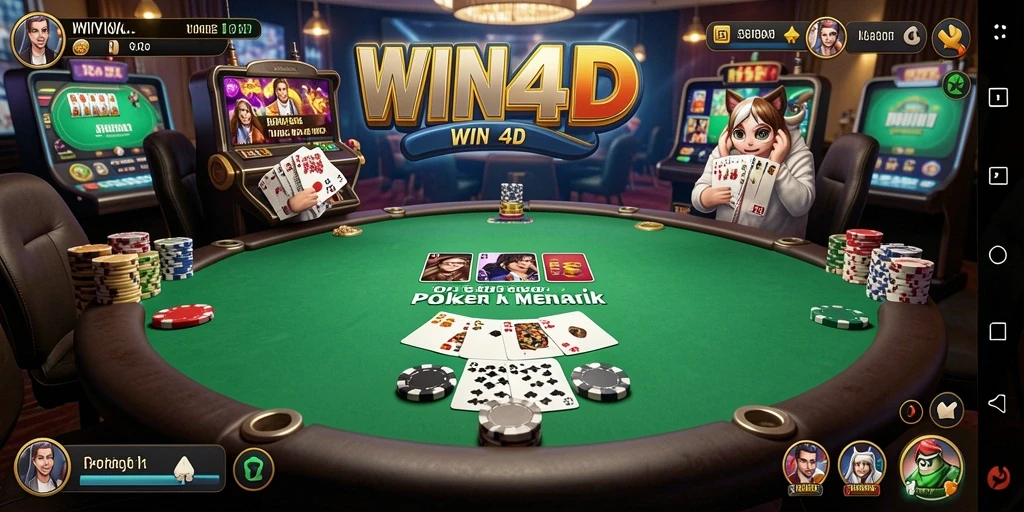 Tampilan gameplay Poker yang seru di aplikasi WIN4D.