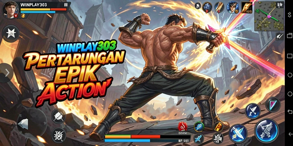 Tangkapan layar gameplay <strong>WINPLAY303</strong> yang menunjukkan aksi seru dan karakter bertarung.